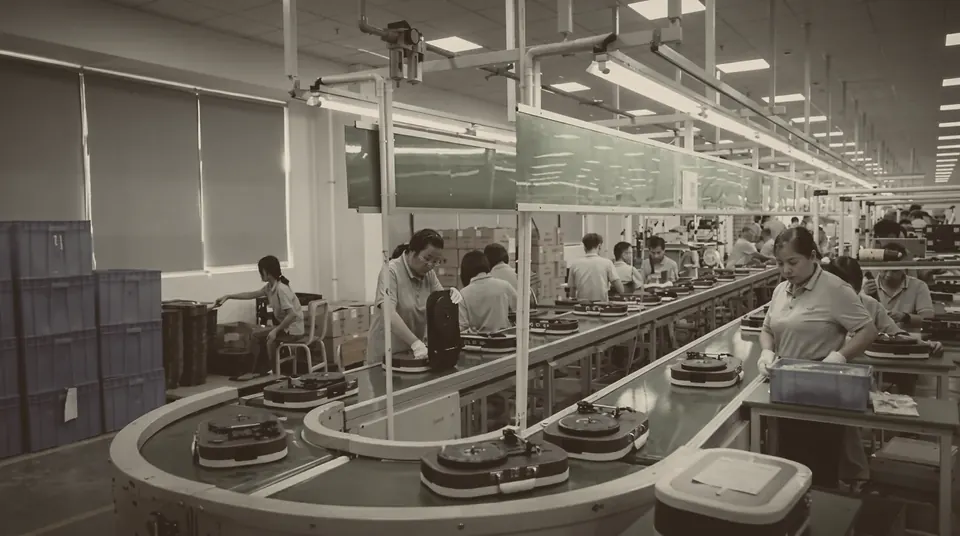 The assembly line in Dongguan