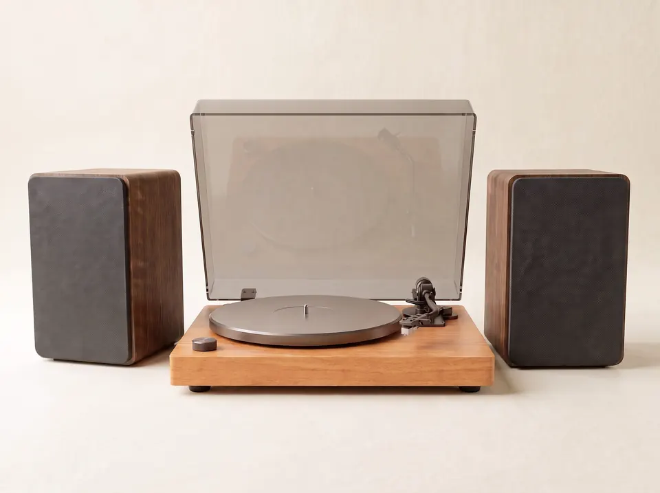 YE-TT63B Vinyl Turntable Record Player, in a room