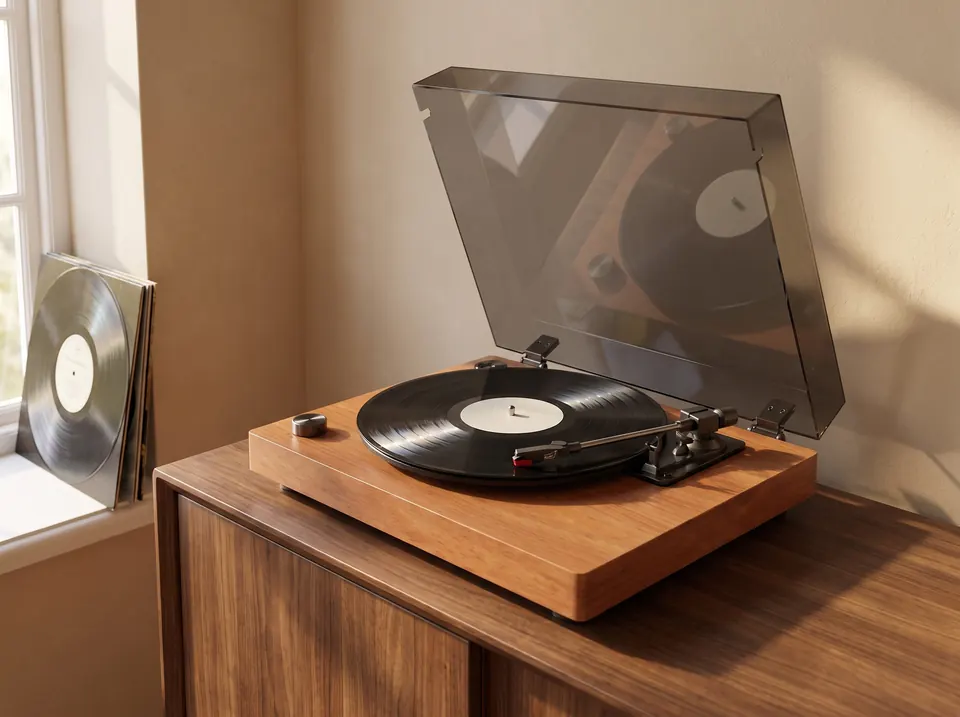 YE-TT66 Vinyl Turntable Record Player, in a room