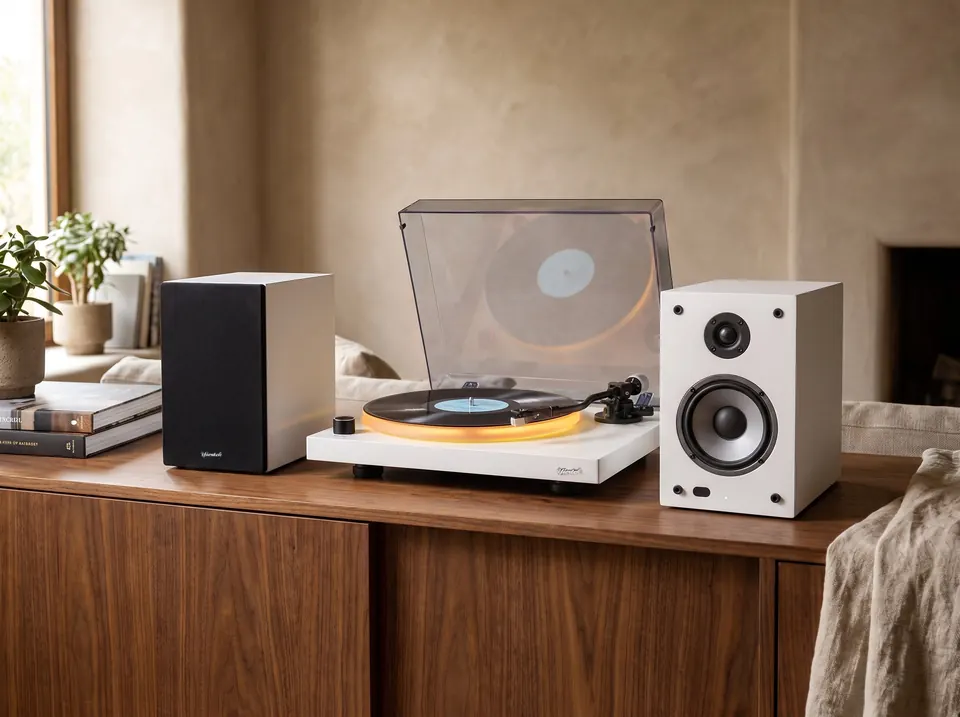 YE-TT2607 Vinyl Record Player, in a room